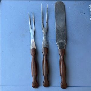 Cutco Fork and Spatula Set with Wood Handles